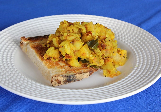 masala aloo indian potato on toast