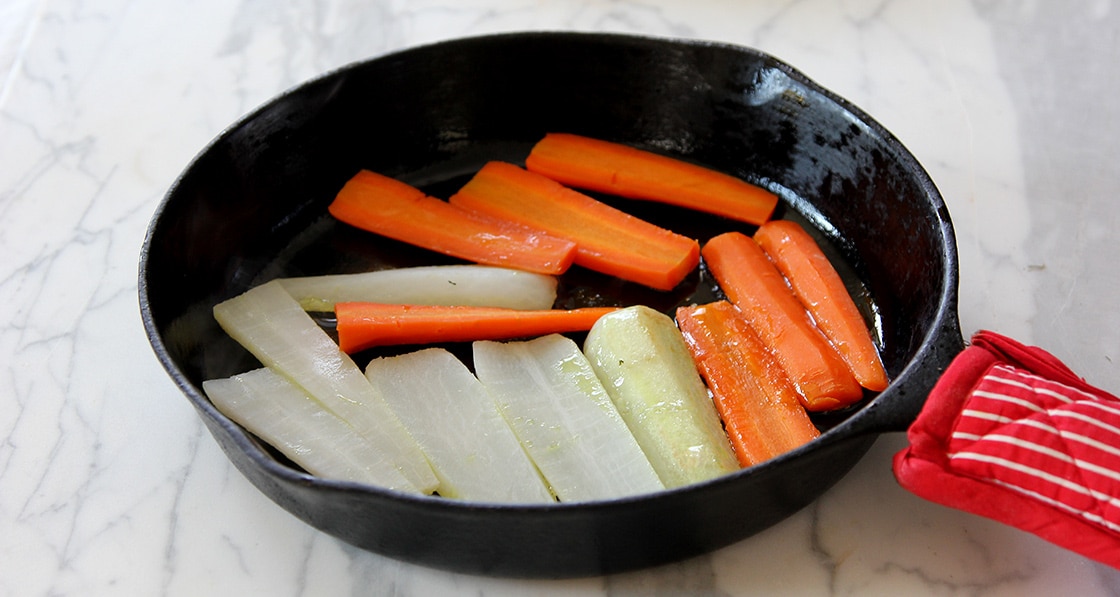 Seared Vegetable Trio of Carrot, Daikon and Collards #daikonradish