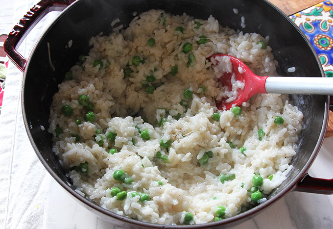 Easy Vegetarian Risotto with Parmesan and Peas