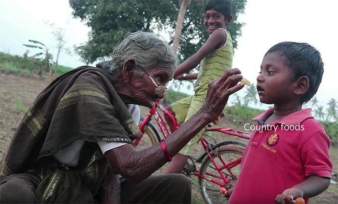 Country Foods' granny Karre Mastanamma feeds children