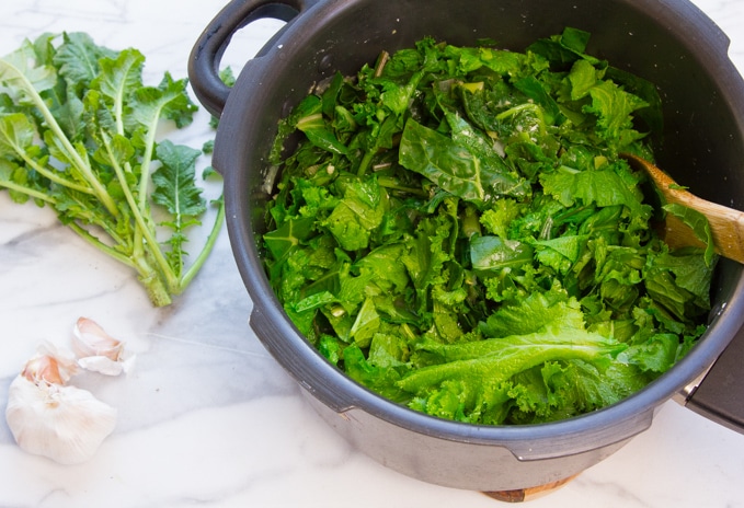 mustard greens and other mixed greens for stewed greens
