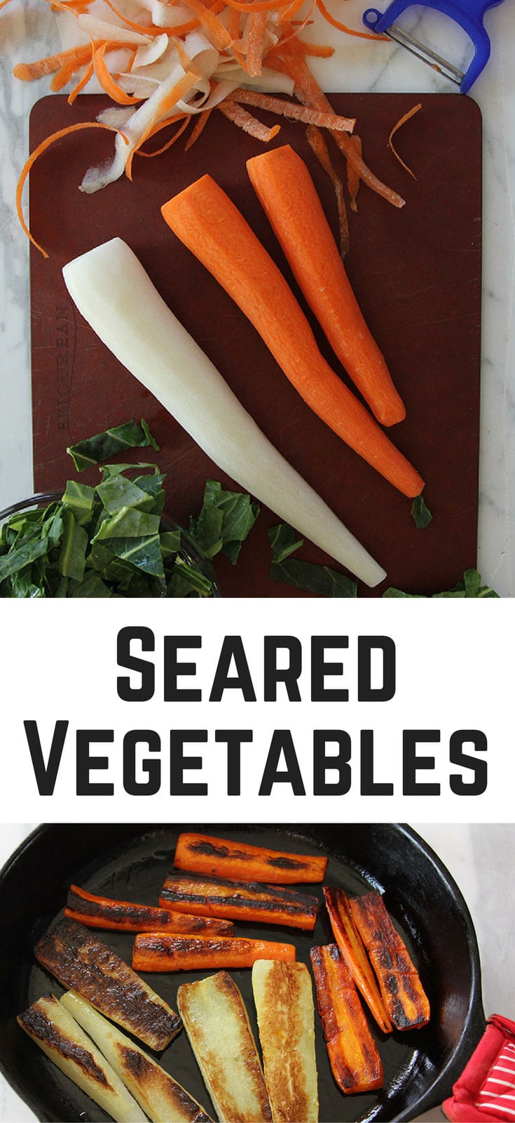 Seared Vegetable Trio Of Carrot, Daikon & Collards