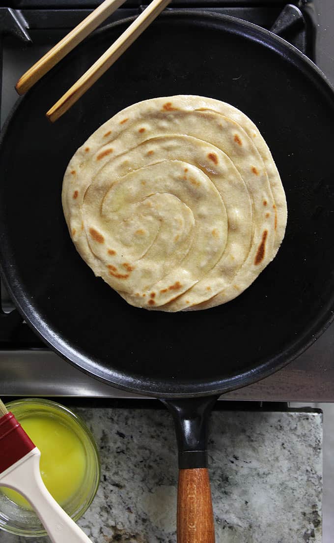 Whole Wheat Paratha Flatbread Layered With Ghee Vegetarian Recipes