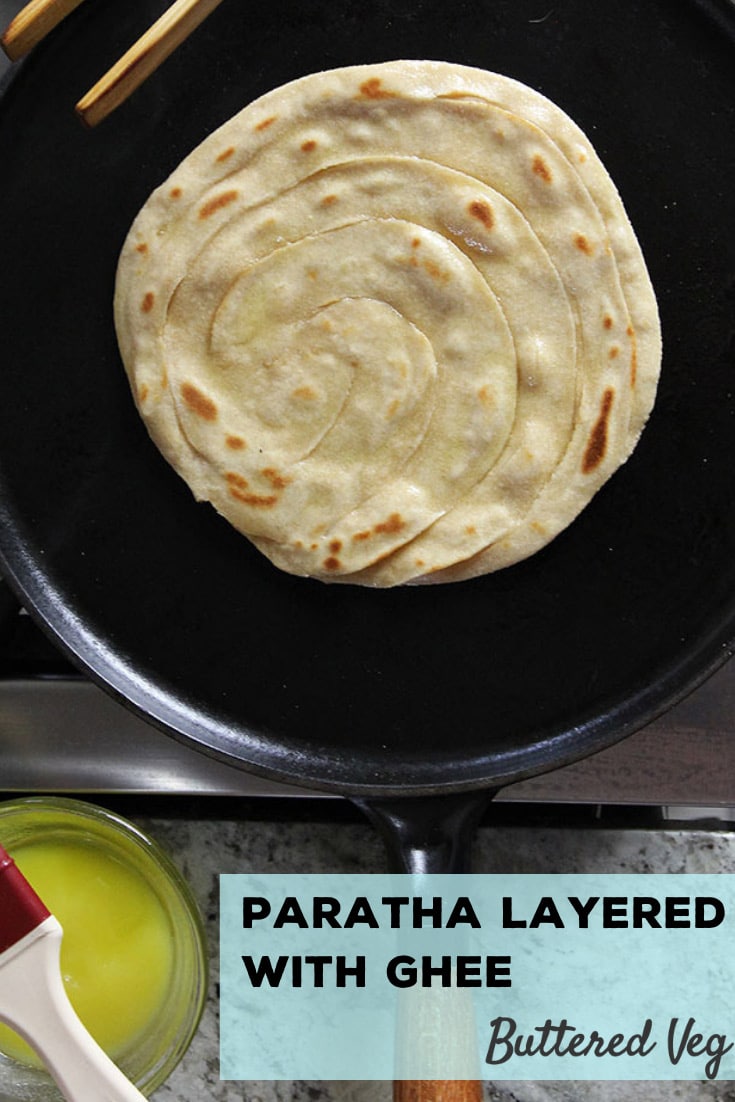 Whole Wheat Paratha Flatbread Layered With Ghee