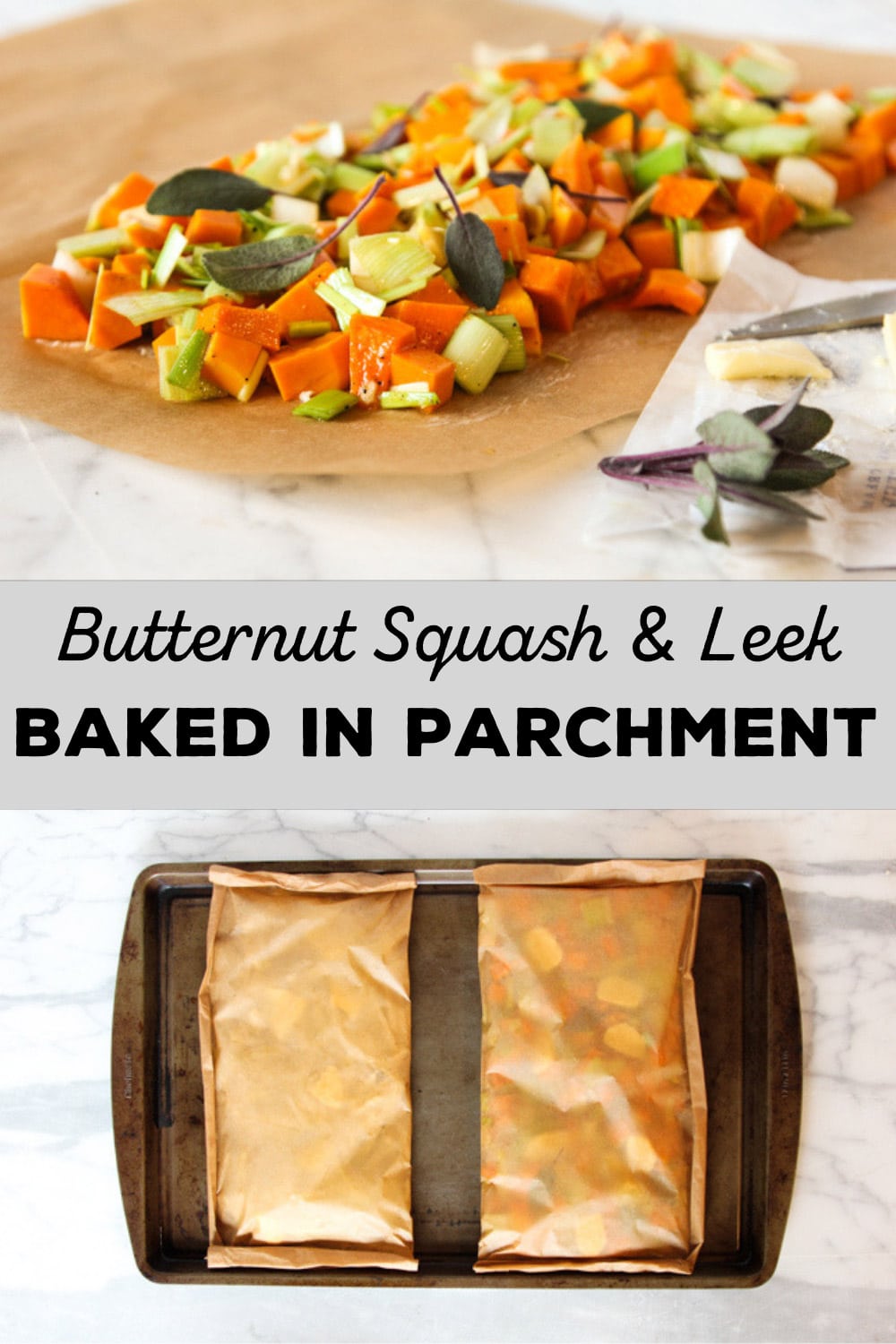 Butternut Squash & Leeks Baked in Parchment