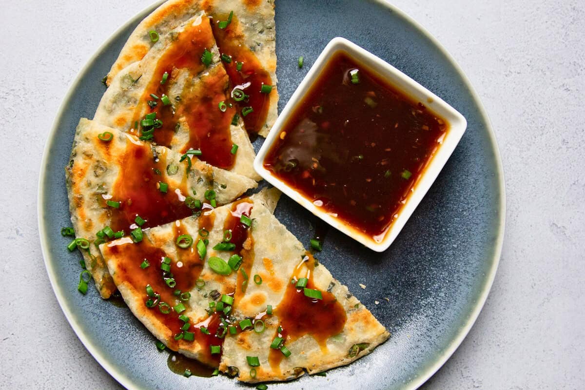 asian sauce with chive pancake