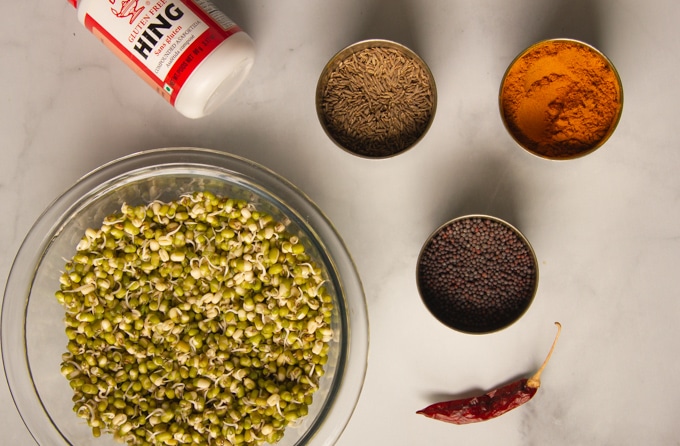 ingredients for Sprouted Mung Bean Sauté