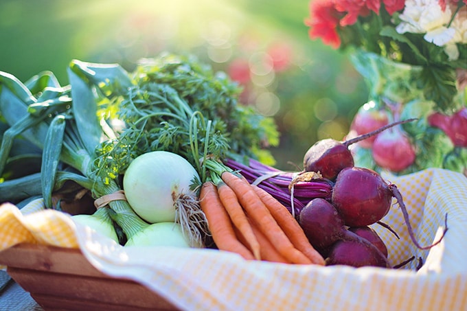 basket of seasonal vegetables