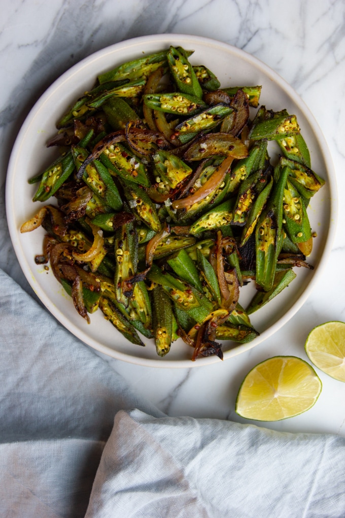 Indian okra saute with red onion