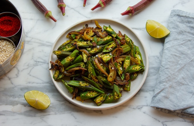 Indian okra and red onion