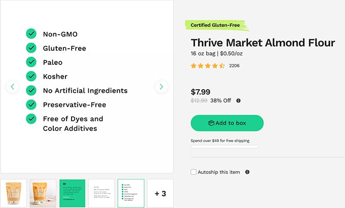 Thrive Market product listing