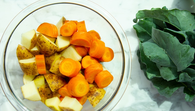 potatoes and carrots for vegetable hash