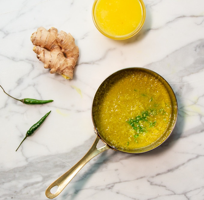 Ghee with ginger and green chili
