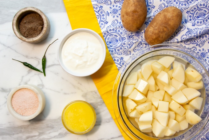 ingredients for mashed potato with ghee