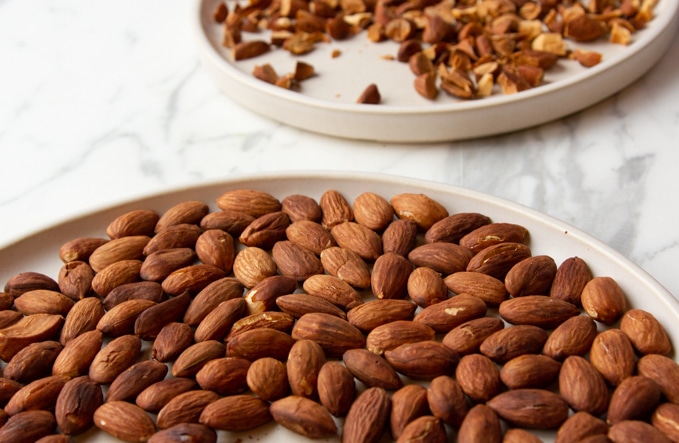 Toasted almonds for winter salad