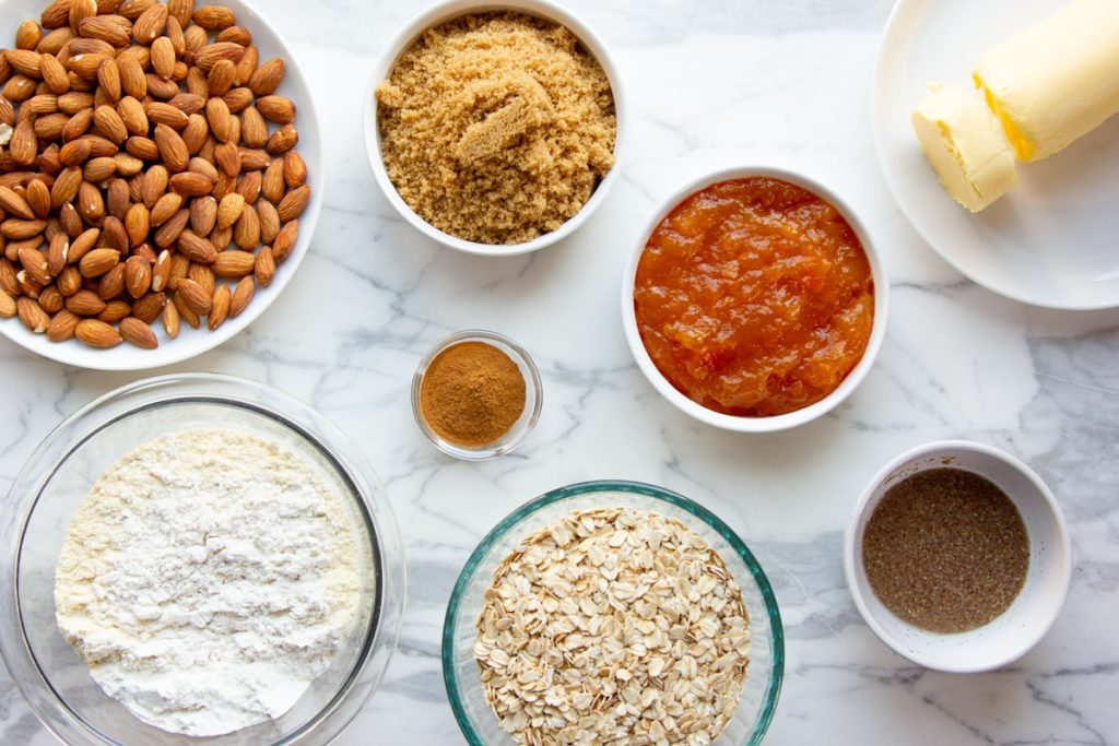 ingredients for apricot oat bars