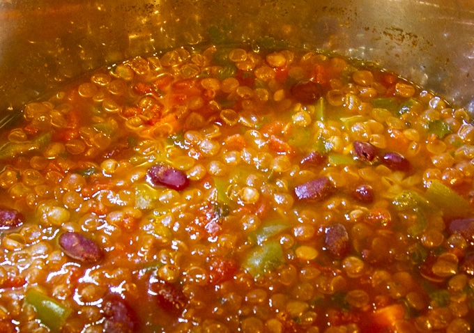 Vegetarian chili detail