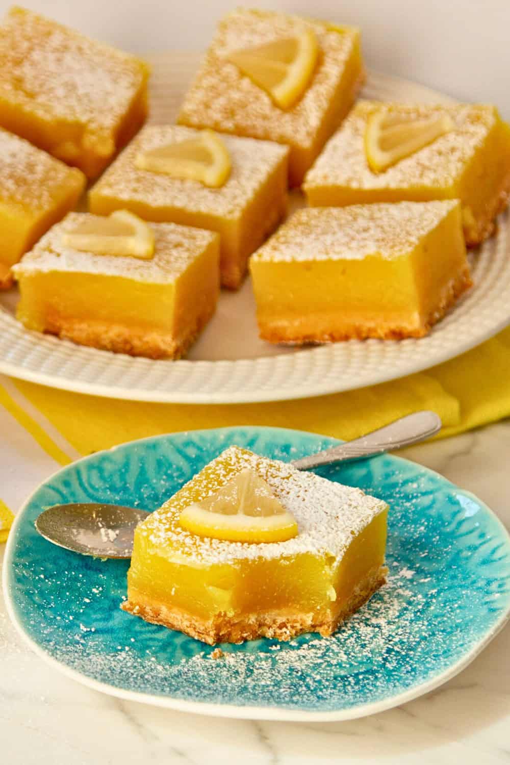 lemon bars in a plate