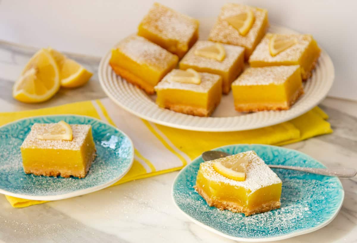 lemon bars in a plate