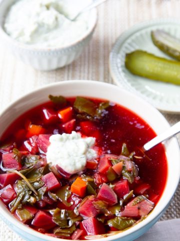 beet soup with greens