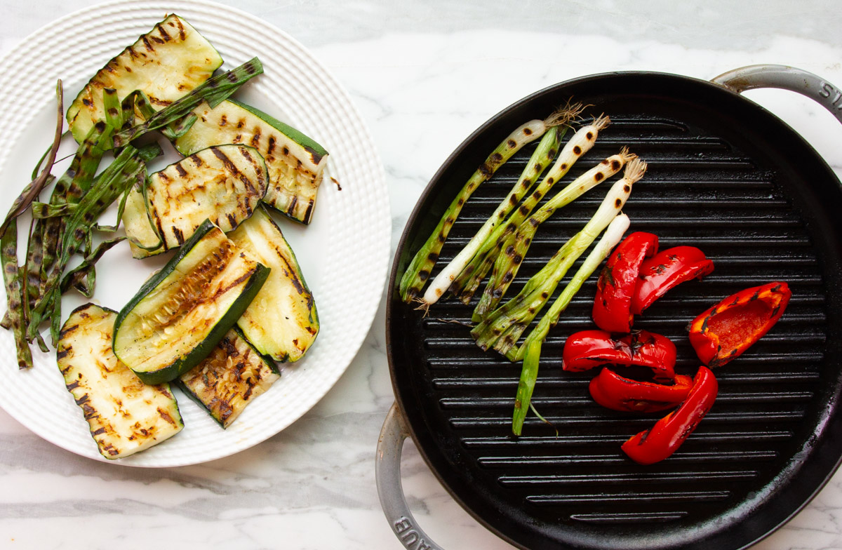grilled vegetables for orzo salad