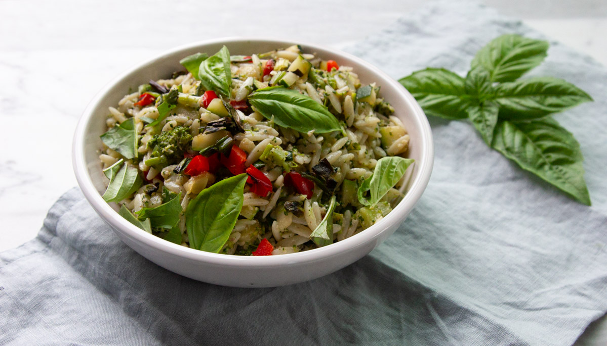 grilled orzo salad
