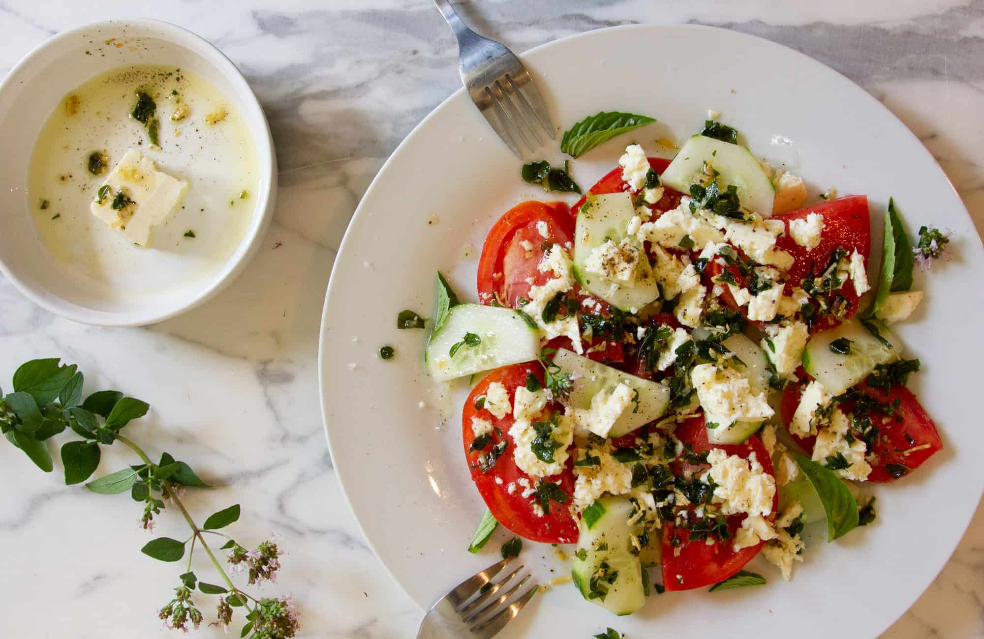 Quick Heirloom Tomato Salad, with Feta & Crispy Oregano