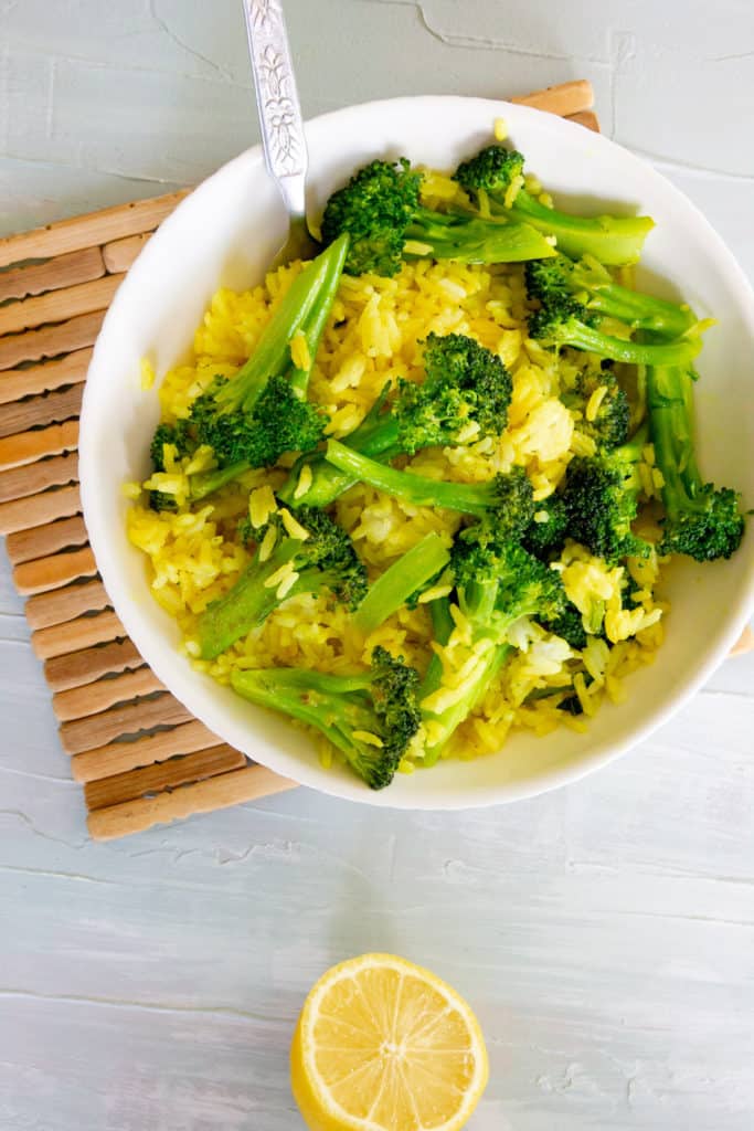 Rice with Broccoli and a squeeze of lemon