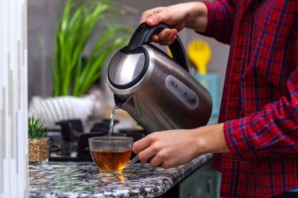 electric kettle and pouring tea