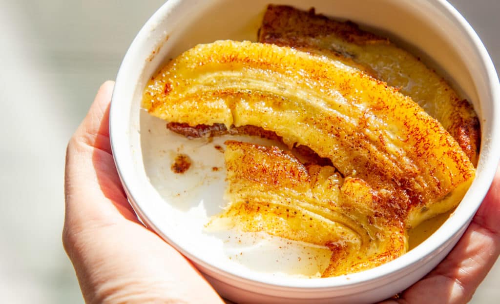 caramelized banana in a bowl