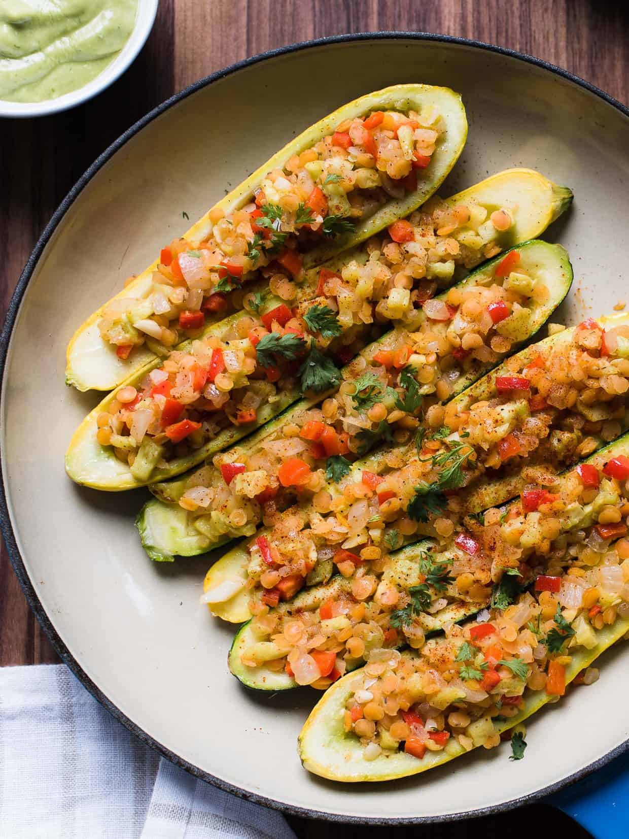 lentil stuffed summer squash