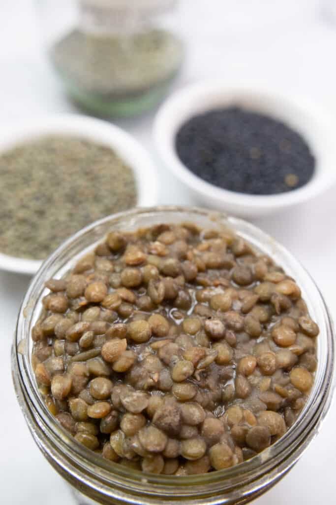 French lentils in a jar

