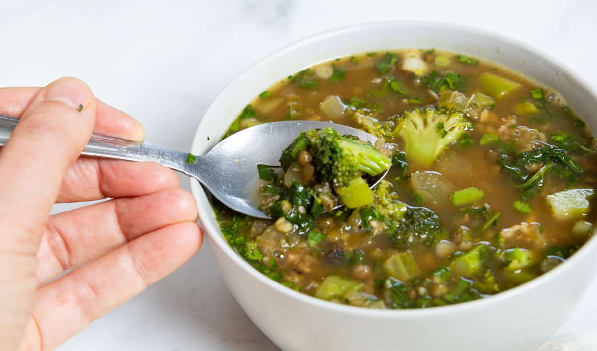 Mung Bean Broccoli Soup & Protein for Supper
