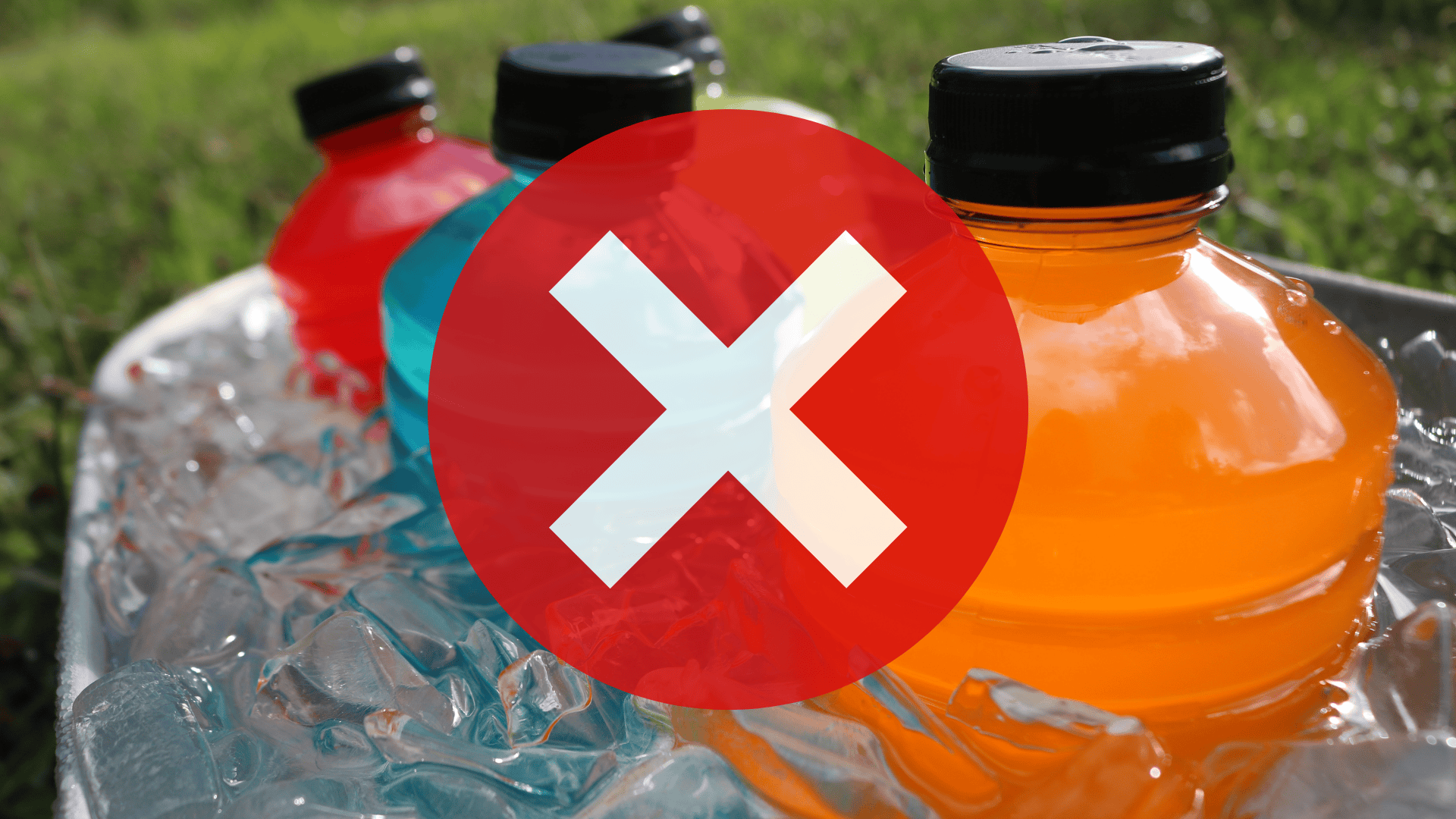 colored drinks with X mark