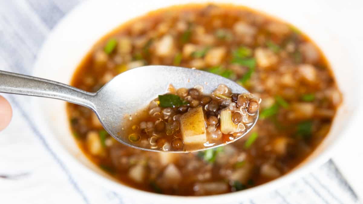 Summer Lentil Soup with Quinoa