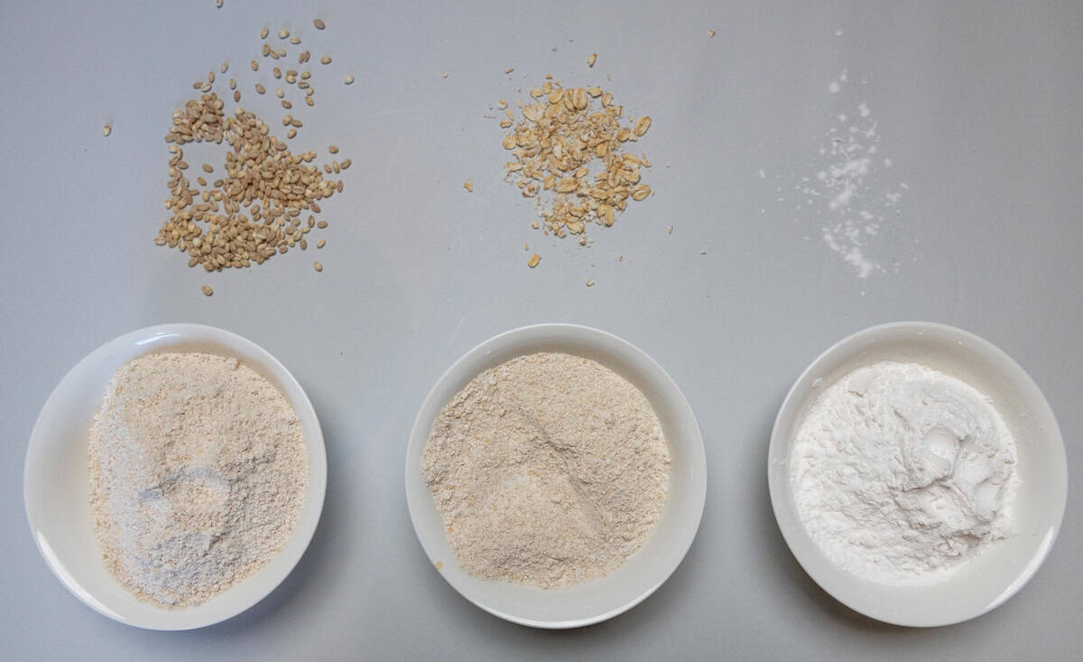 barley, oat, and tapioca flours