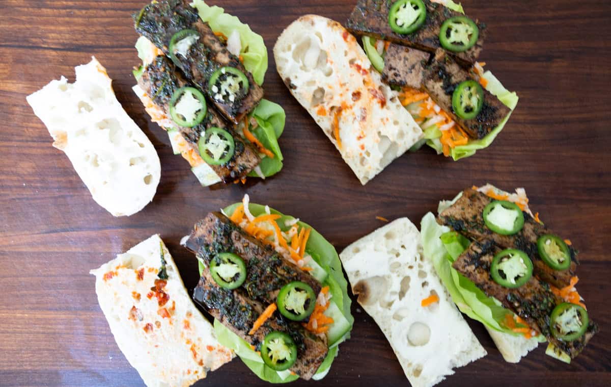 Vegan Banh Mi Sandwich w/ Marinated Tofu & Pickled Vegetables