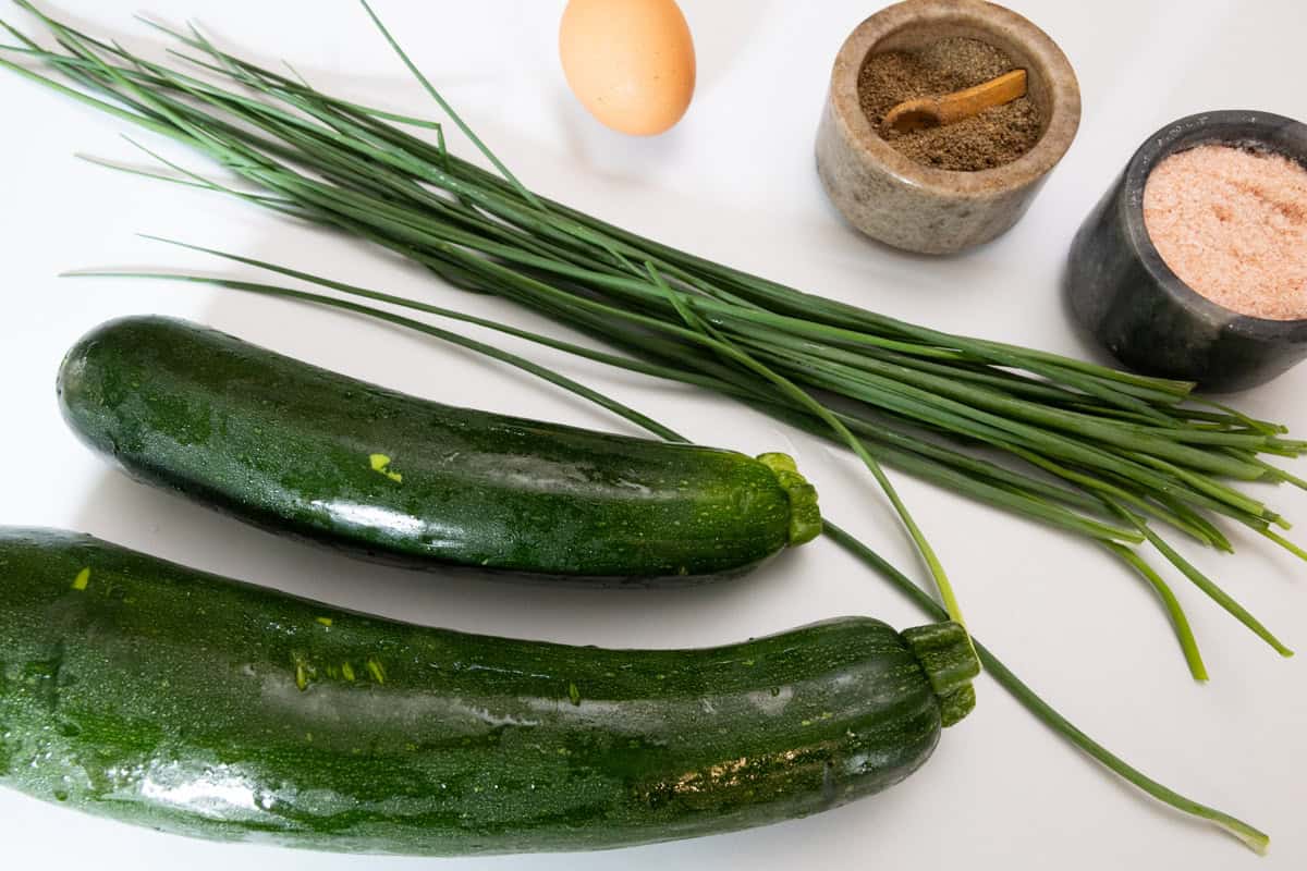 zucchini, green onions, salt, pepper, egg