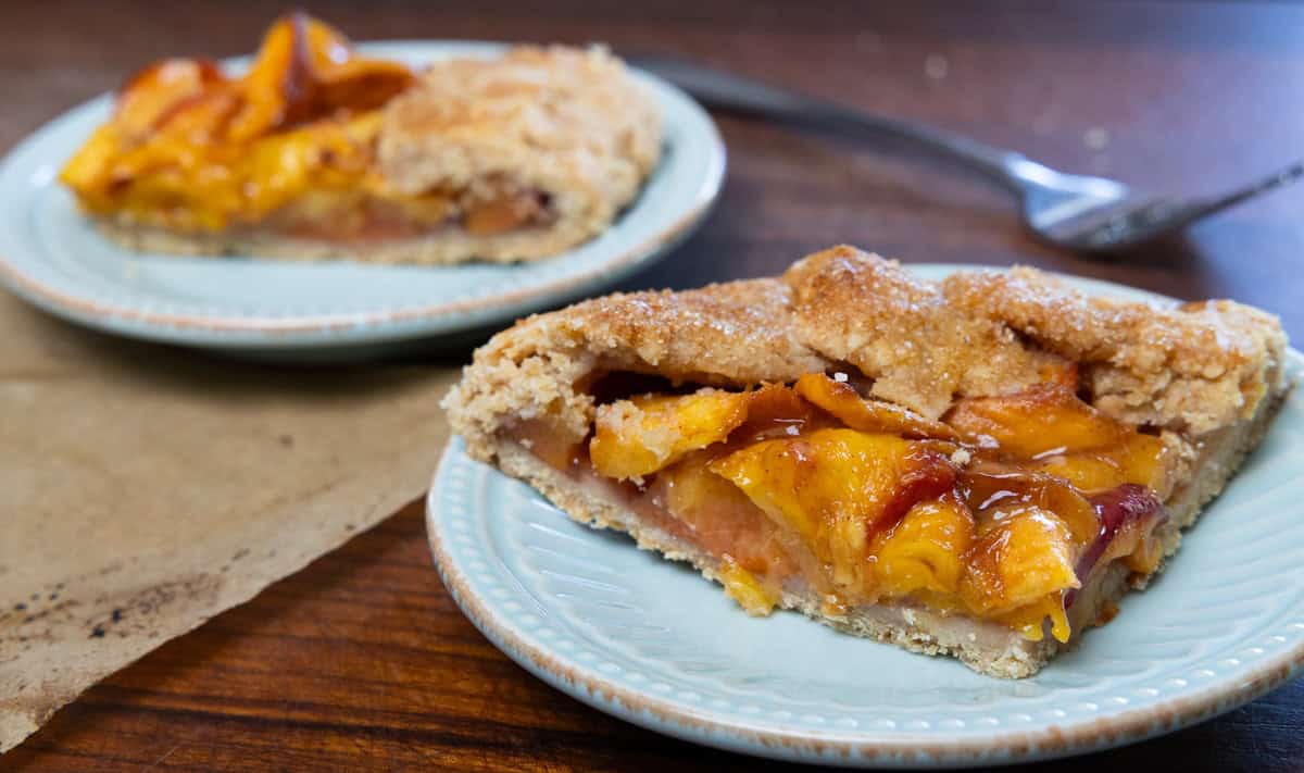 peach galette on a plate