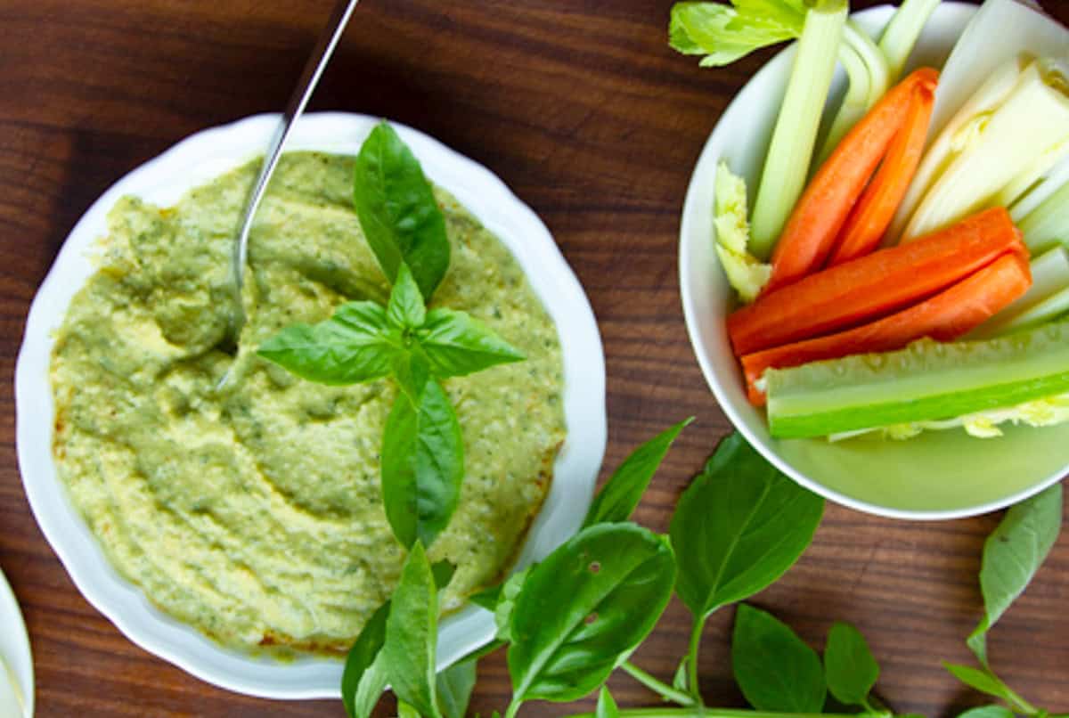 healthy basil lime hummus