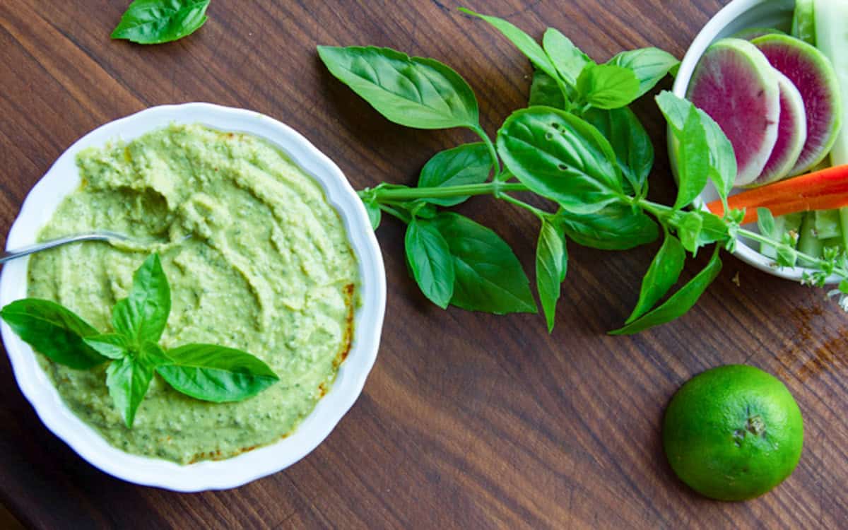  basil lime hummus with fresh basil