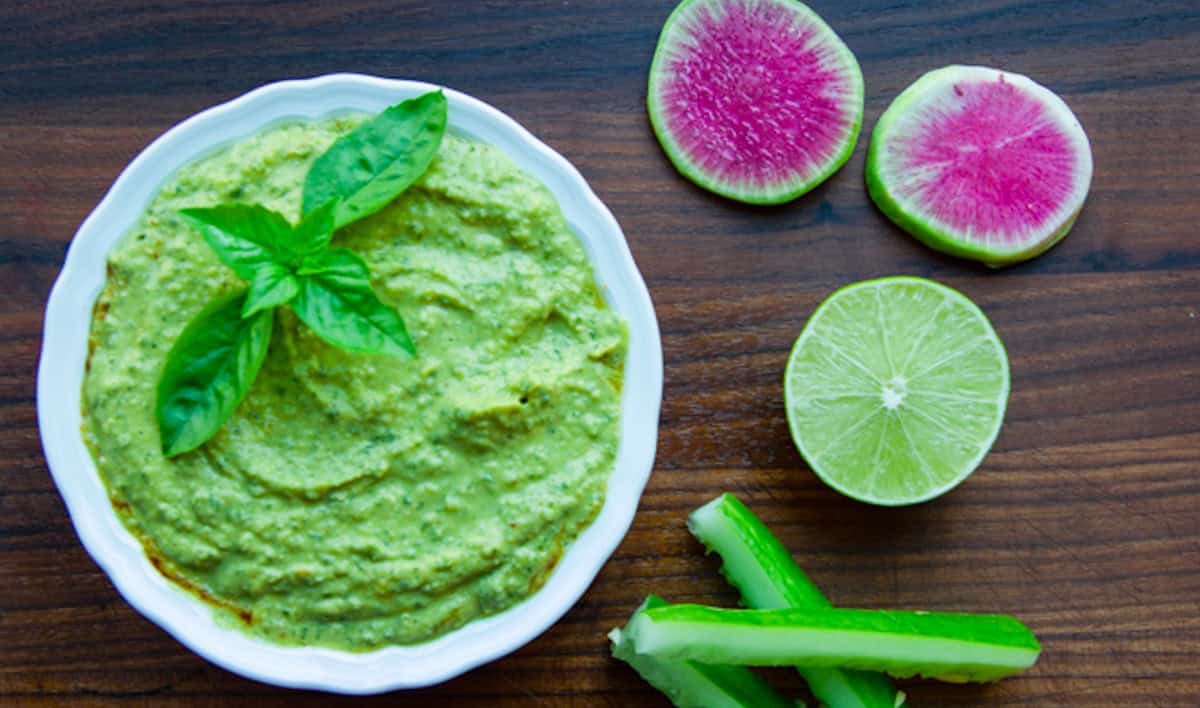 healthy basil lime hummus
