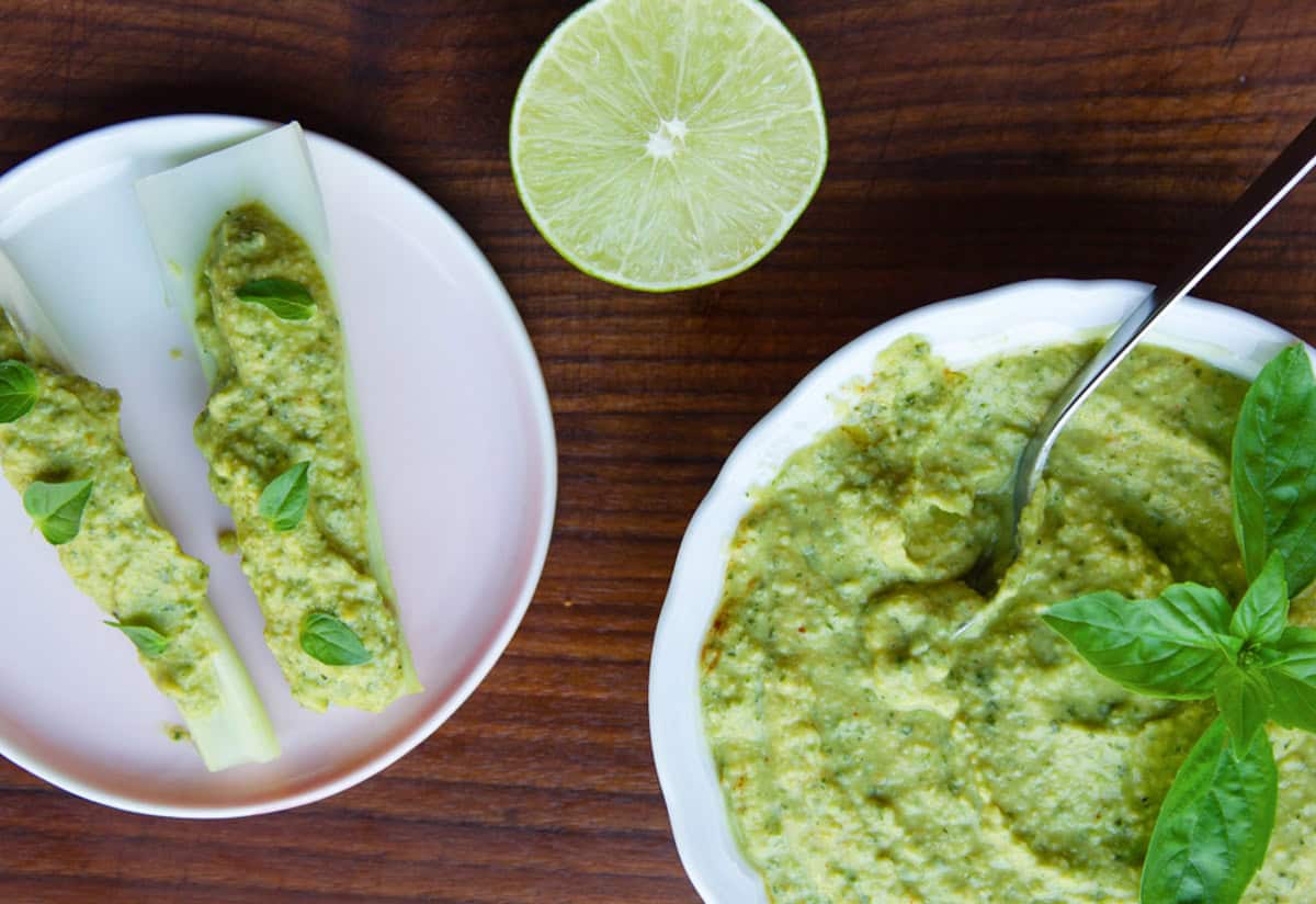 healthy basil lime hummus