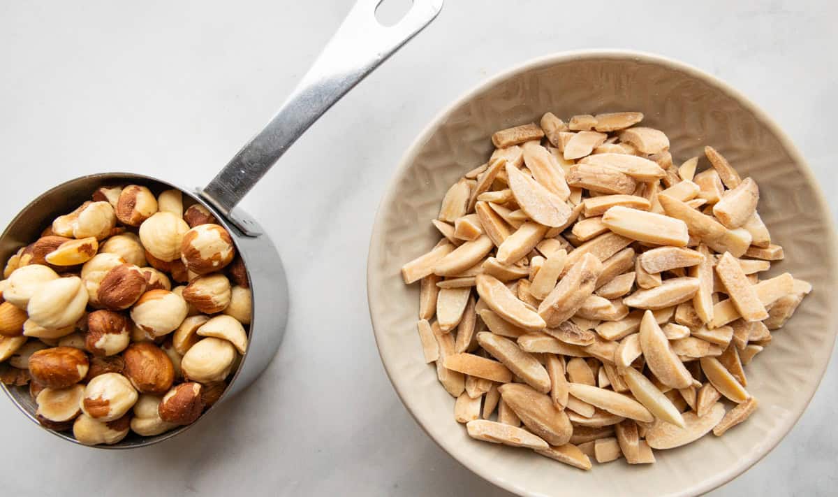 hazelnuts and almonds