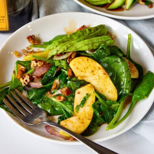 Warm Spinach Salad with Spiced Apples and Pecans