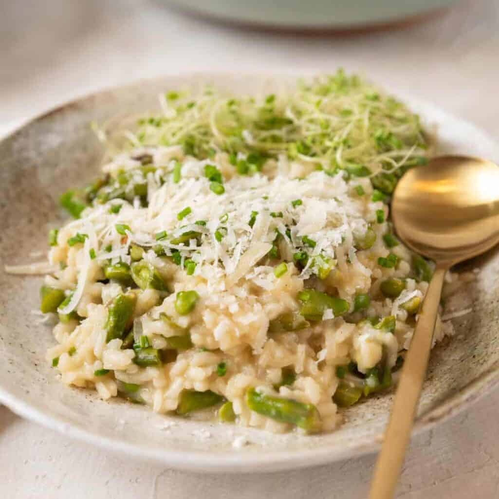 Fresh Spring Risotto with Asparagus and Snap Peas