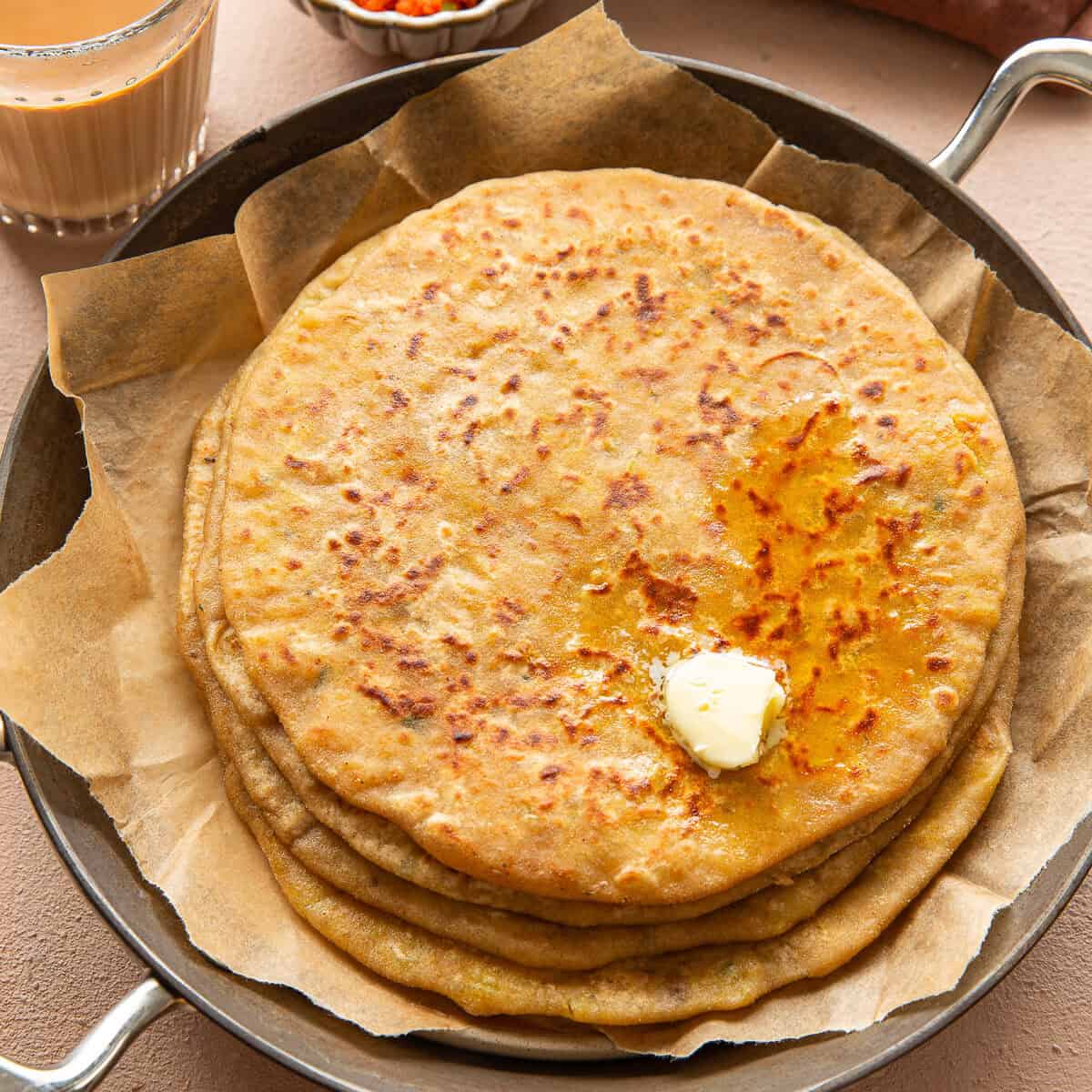 Aloo Pyaaz Paratha (Potato Stuffed Indian Flatbread)