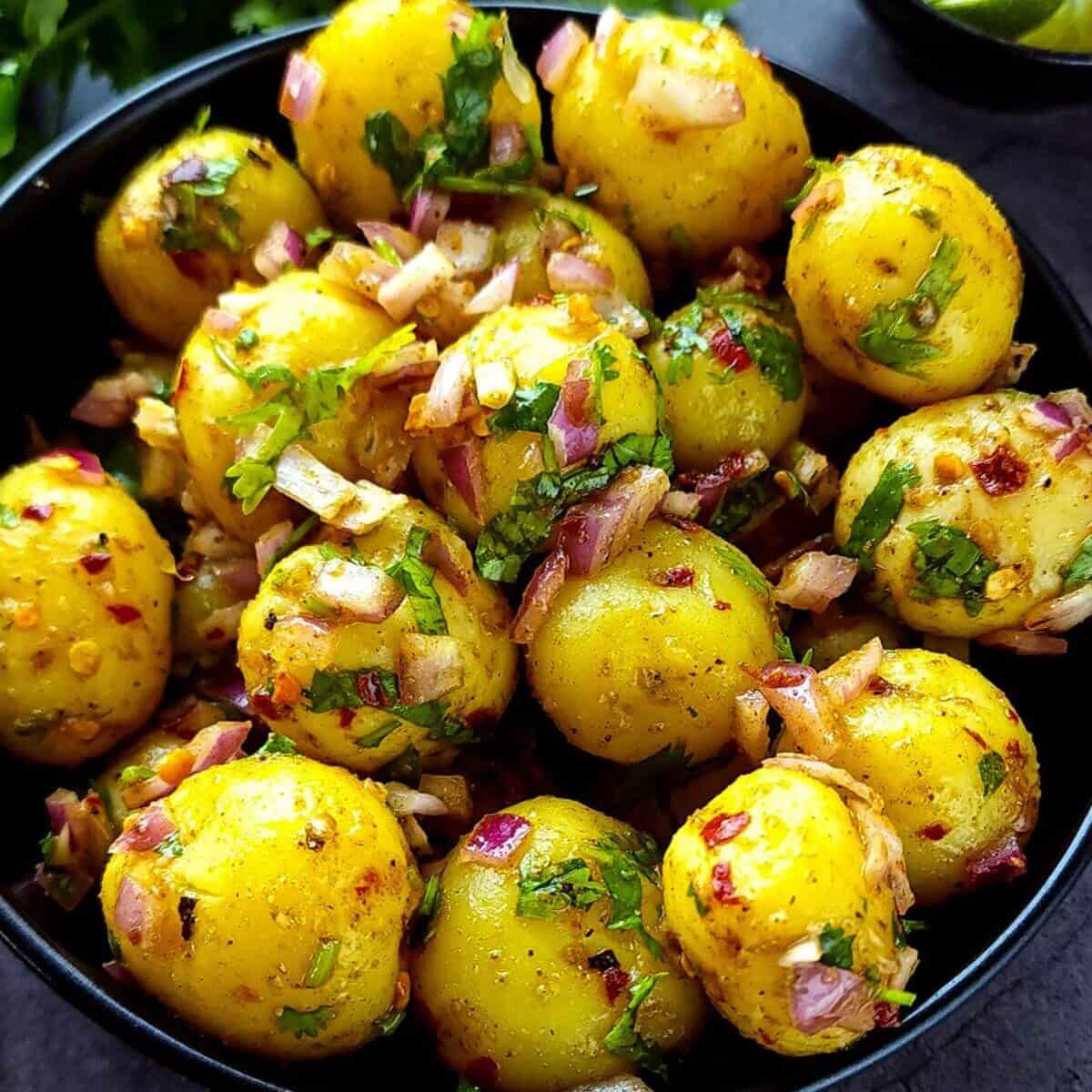 Spicy Indian baby potato salad