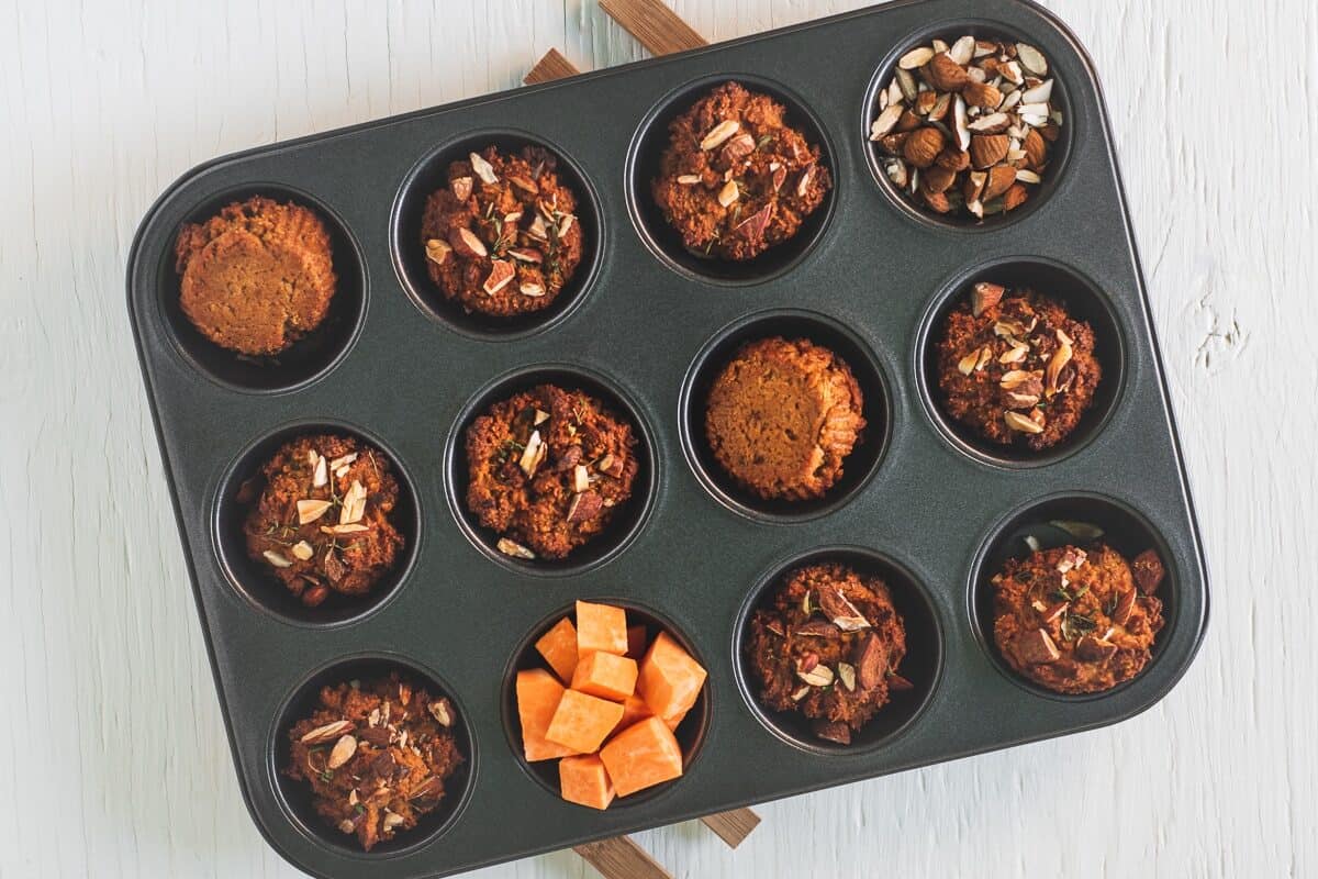 Almond Thyme Savoury Sweet Potato Muffins