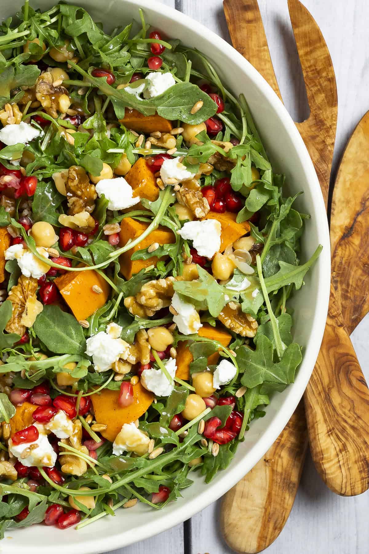 Farro and Arugula Salad With Sweet Potato and Pomegranate